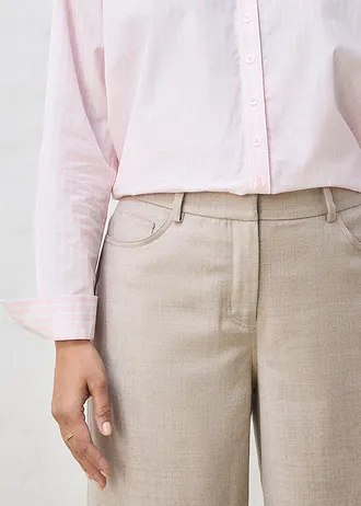 Wijde 5-pocketbroek met wol, Kleur: lichtsand gemêleerd