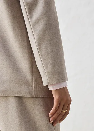 Kraagloze blazer in een zachte wolmix • lichtsand gemêleerd • bonprix online shop