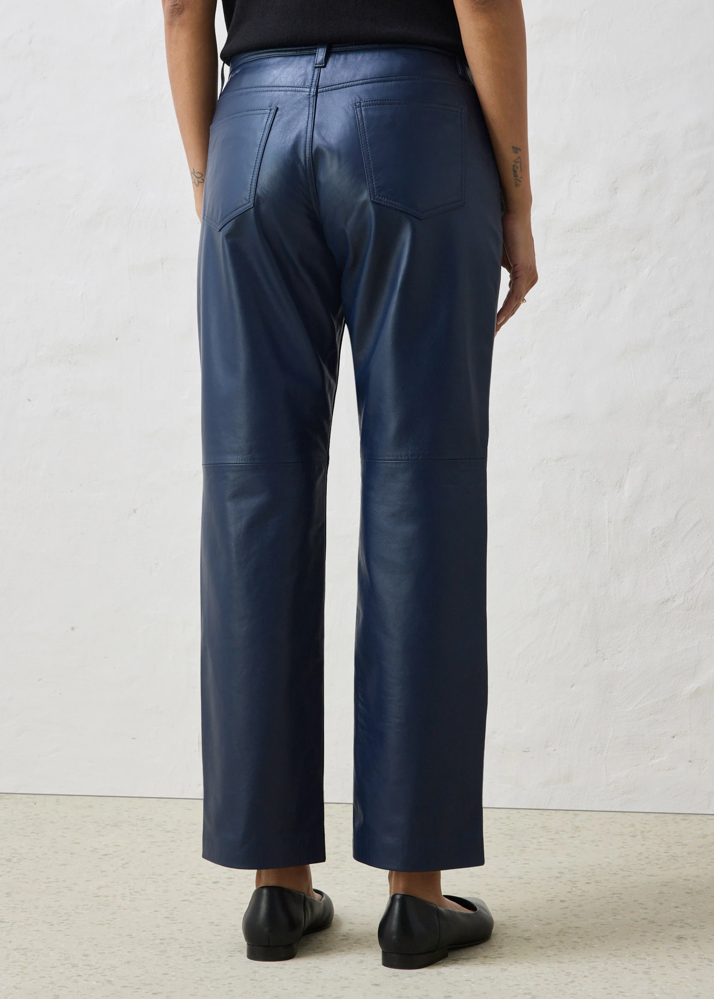 Pantalon en cuir d’agneau nappa • bleu foncé • Boutique bonprix