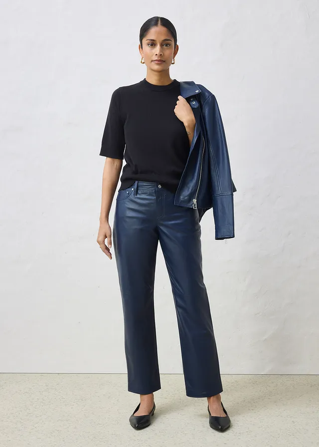 Pantalon en cuir d’agneau nappa • bleu foncé • product-page.page-title-suffix