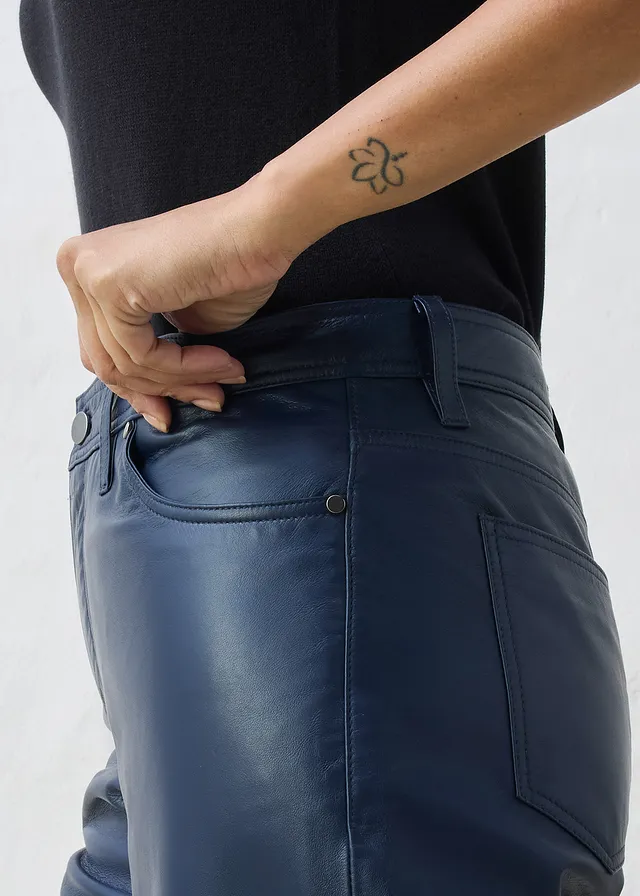 Pantalon en cuir d’agneau nappa • bleu foncé • product-page.page-title-suffix