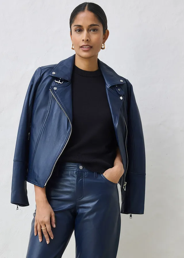 Pantalon en cuir d’agneau nappa • bleu foncé • product-page.page-title-suffix
