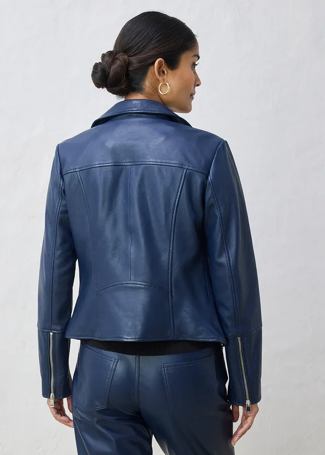 Veste biker en cuir nappa d’agneau • bleu foncé • product-page.page-title-suffix
