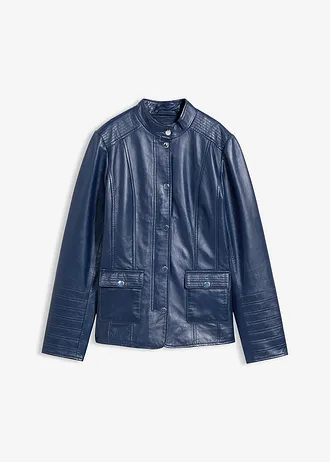 Veste en cuir nappa d’agneau, Couleur: bleu foncé