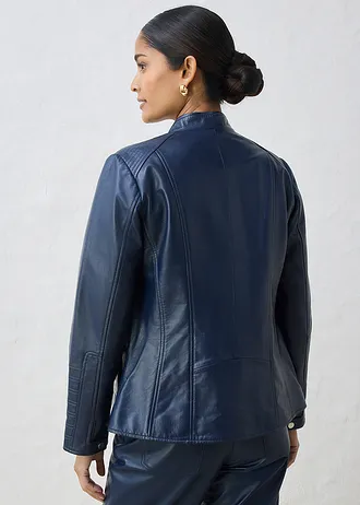 Veste en cuir nappa d’agneau, Couleur: bleu foncé
