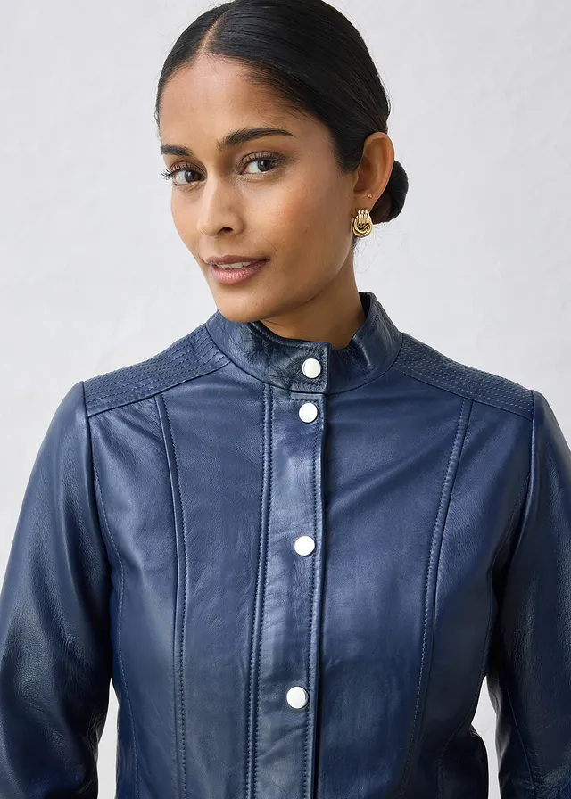 Veste en cuir nappa d’agneau • bleu foncé • product-page.page-title-suffix