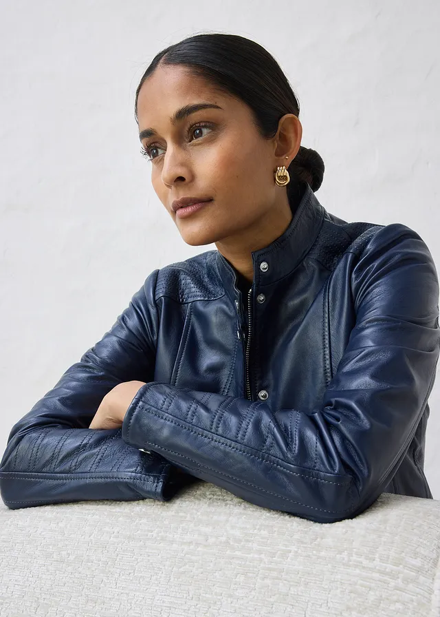 Veste en cuir nappa d’agneau • bleu foncé • product-page.page-title-suffix