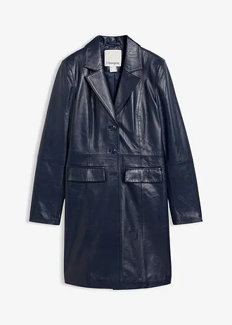 Manteau court en cuir d’agneau nappa