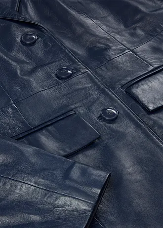 Manteau court en cuir nappa d’agneau • bleu foncé • Boutique bonprix