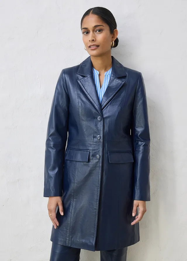 Blazerjas van lamsnappa, Kleur: donkerblauw