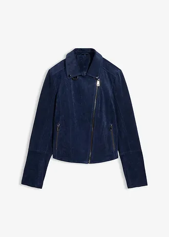 Veste biker en cuir velours