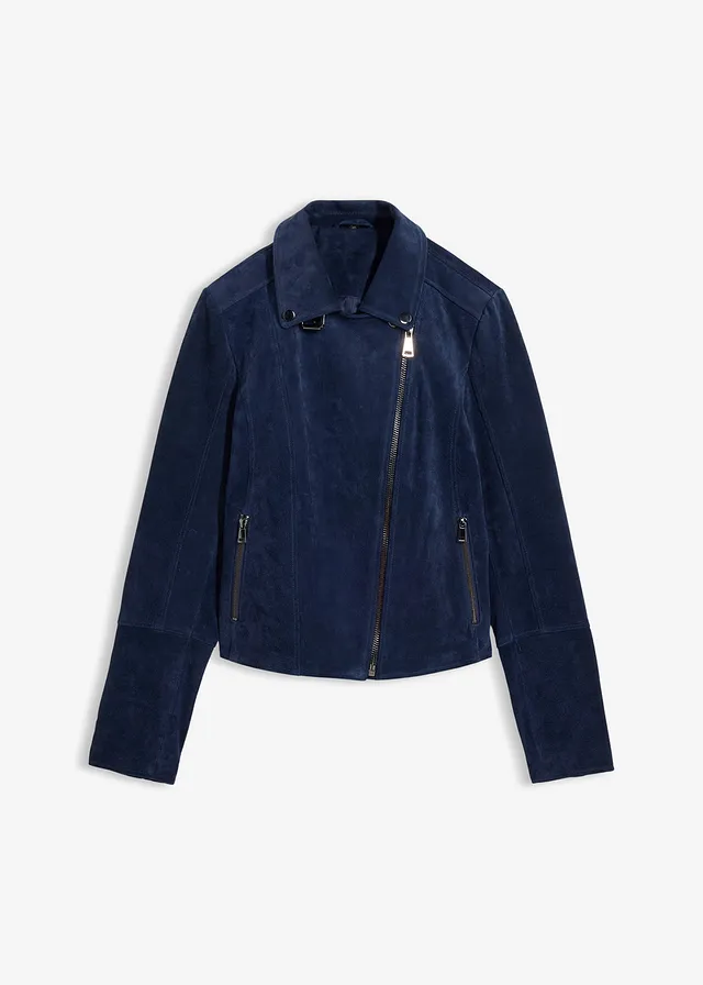Veste biker en cuir velours