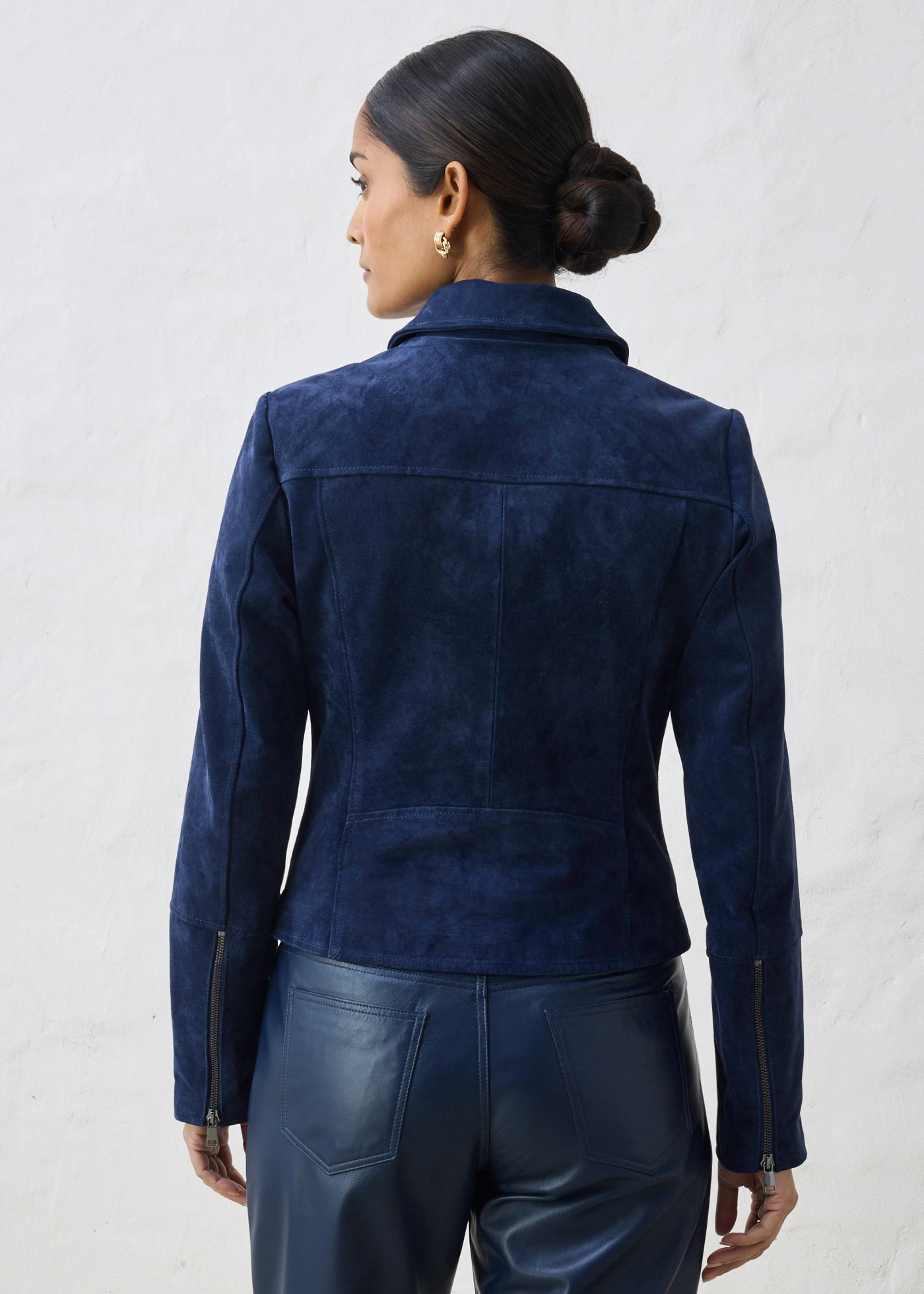 Biker-suède jas • donkerblauw • bonprix online shop