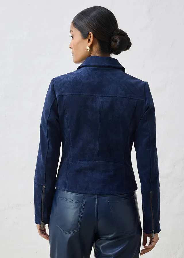 Veste biker en cuir velours • bleu foncé • product-page.page-title-suffix