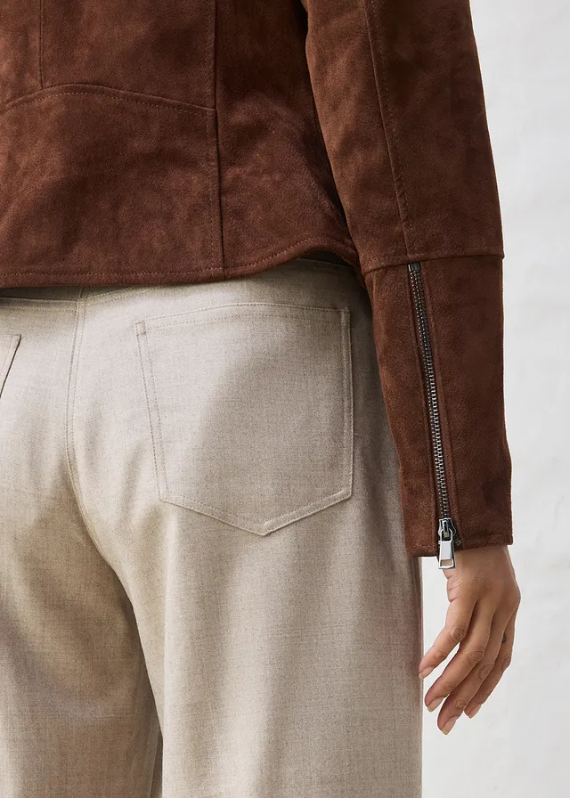 Veste biker en cuir velours • marron • product-page.page-title-suffix