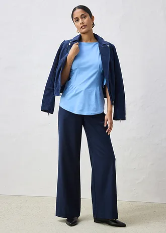 Shirt in een katoenmix • middenblauw • bonprix online shop