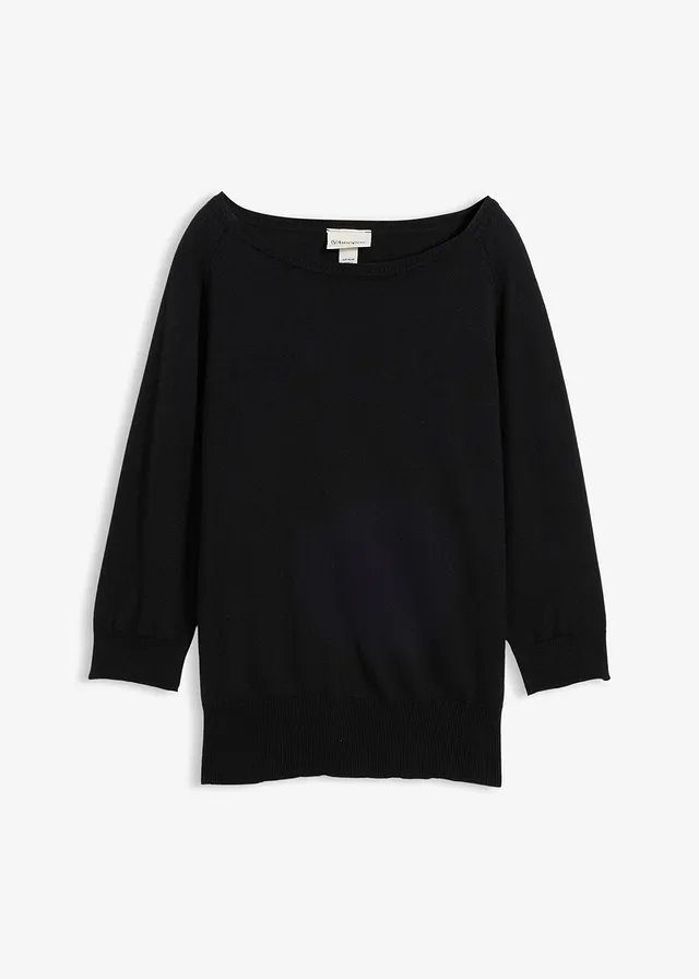 Sweter z domieszką jedwabiu • czarny • sklep bonprix