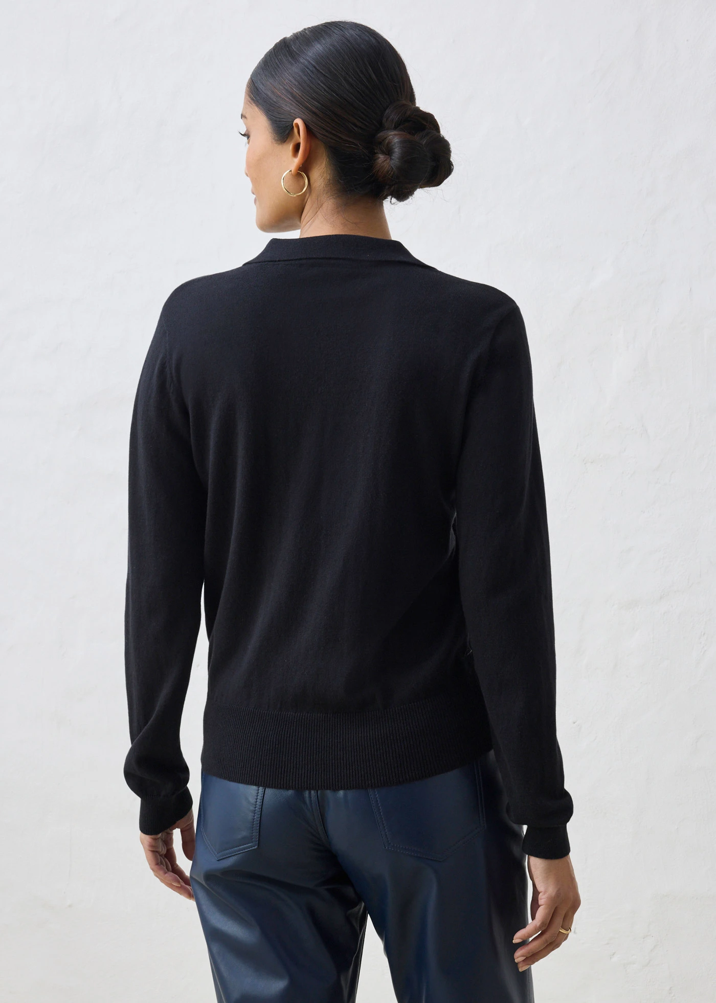 Polo trui met zijde • zwart • bonprix online shop