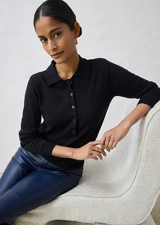 Pull polo • noir • Boutique bonprix