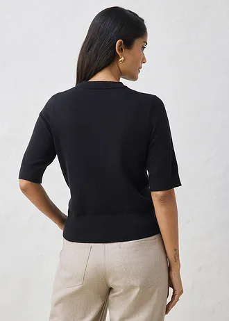 Pull coton et soie, Couleur: noir