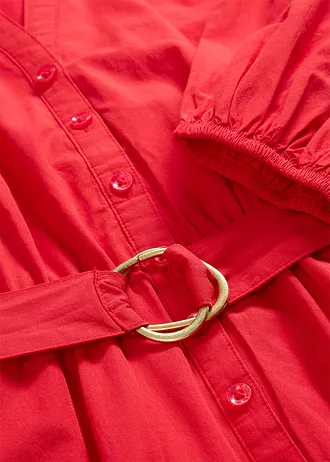 Robe-chemise en coton et soie avec ceinture • fraise • Boutique bonprix