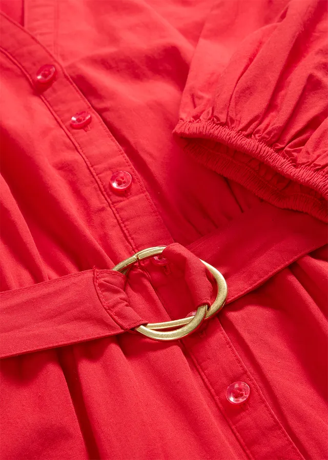 Overhemdjurka met riem met zijde • aardbeirood • product-page.page-title-suffix