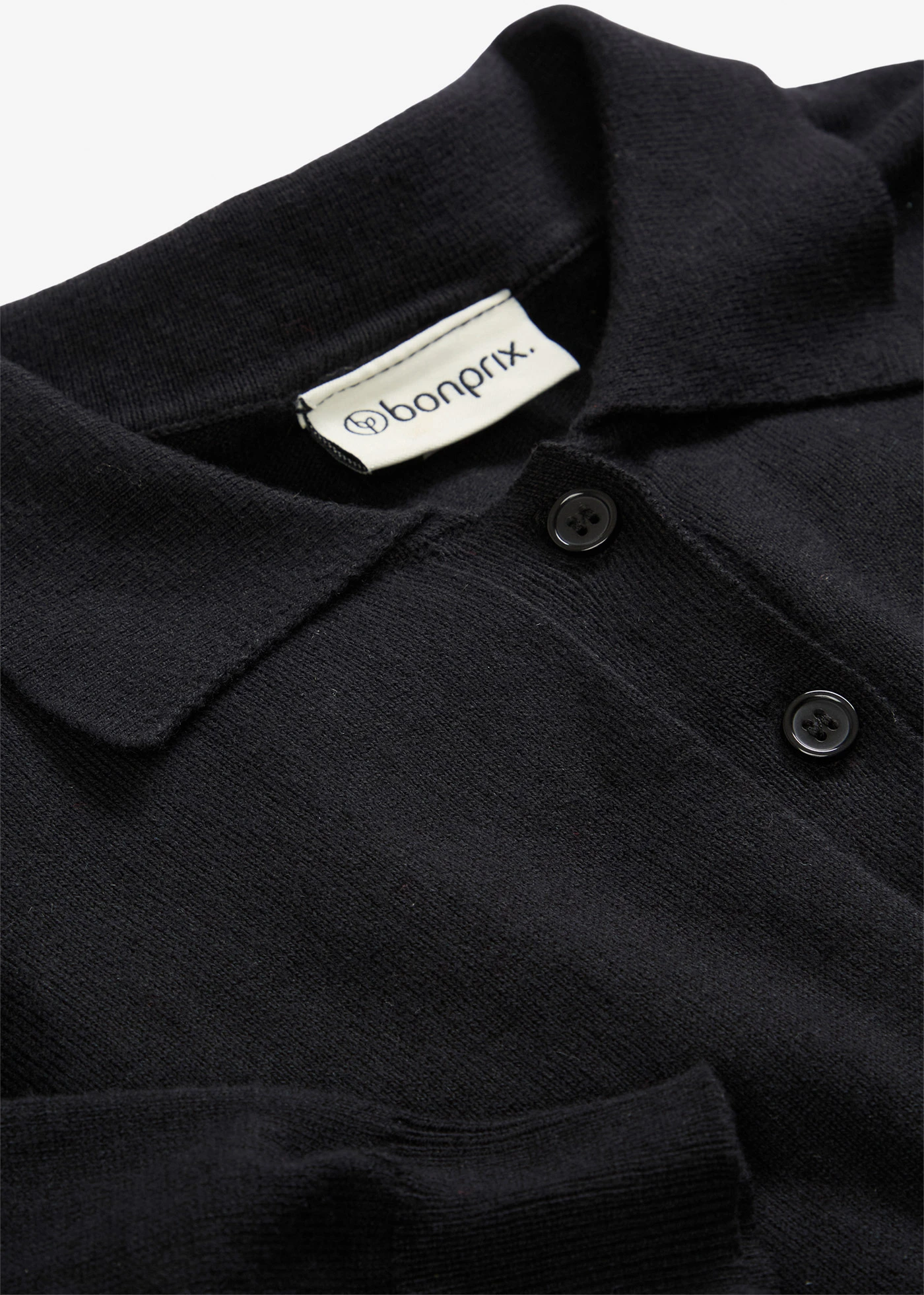 Polo trui met zijde • zwart • bonprix online shop