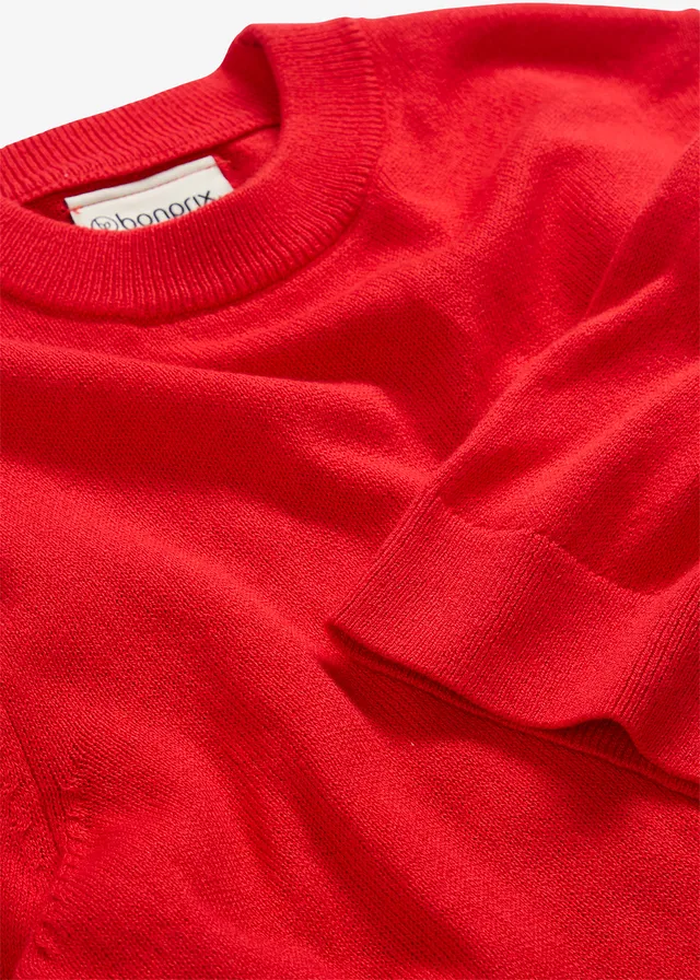 Sweter z domieszką jedwabiu • truskawkowy • sklep bonprix