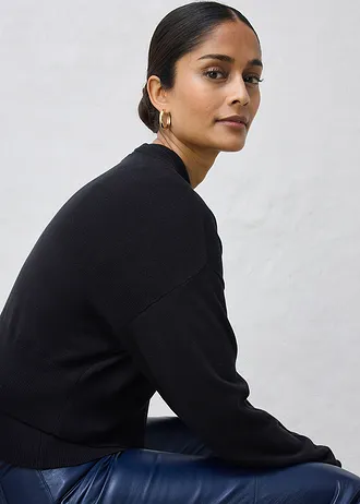 Kötött kardigán selyemmel • fekete • bonprix áruház