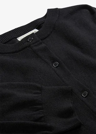 Kort gebreid vest met zijde • zwart • bonprix online shop