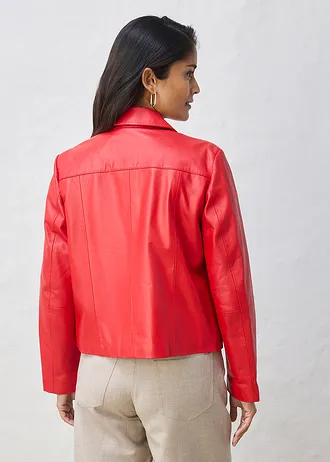 Veste courte en cuir nappa d’agneau • fraise • Boutique bonprix
