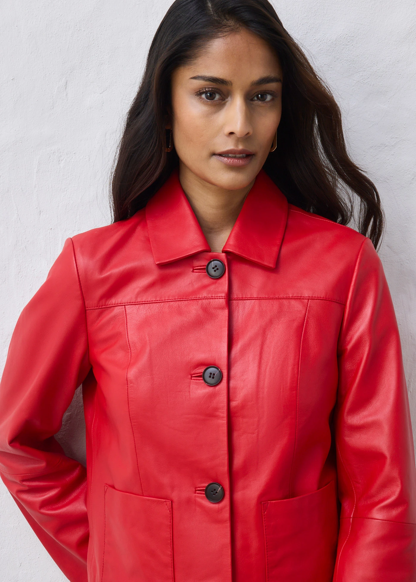 Veste courte en cuir d’agneau nappa • fraise • Boutique bonprix