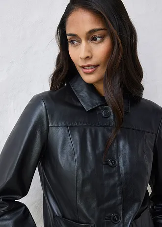 Veste courte en cuir nappa d’agneau • noir • Boutique bonprix