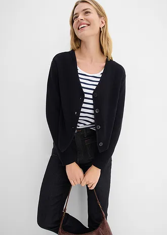 Kort vest van puur biologisch katoen • zwart • bonprix online shop