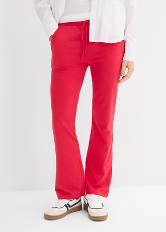 Broek met stretch en biologisch katoen, Kleur: rood