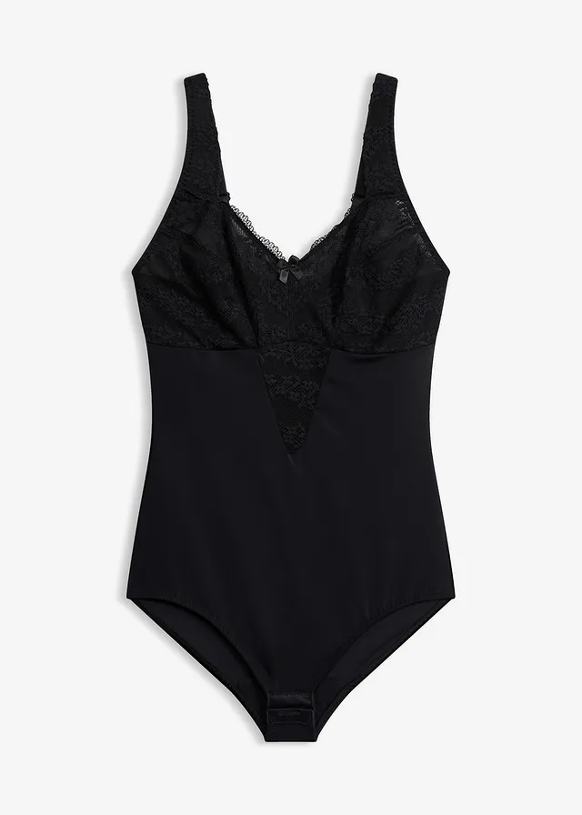 Corrigerende body zonder beugels met kant, medium corrigerend • zwart • bonprix online shop