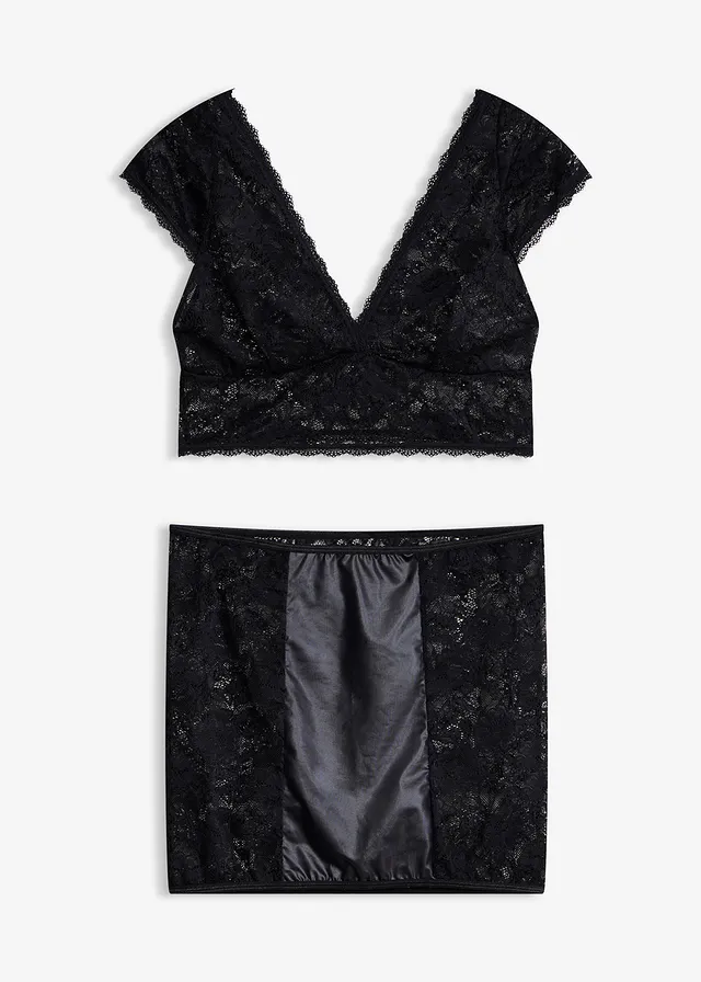 Bralette en rok (2-dlg. set) • zwart • bonprix online shop