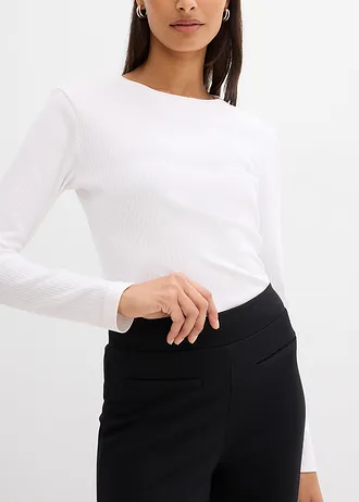 Pantaloni din Punto di Roman cu șliț decalat • negru/ecru • magazin bonprix