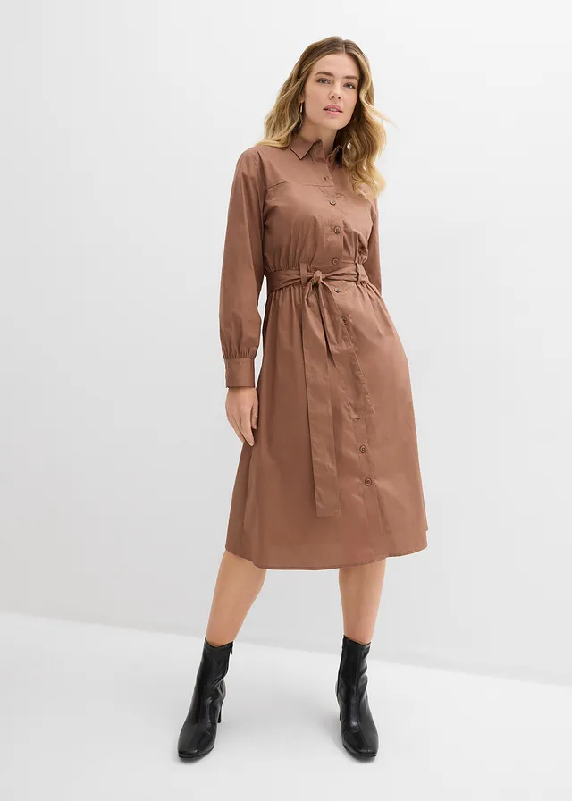 Robe-chemise, Couleur: marron