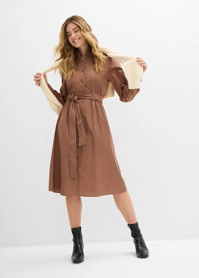 Robe-chemise, Couleur: marron