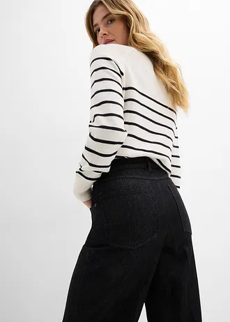 Jean large taille mi-haute • noir denim used • Boutique bonprix