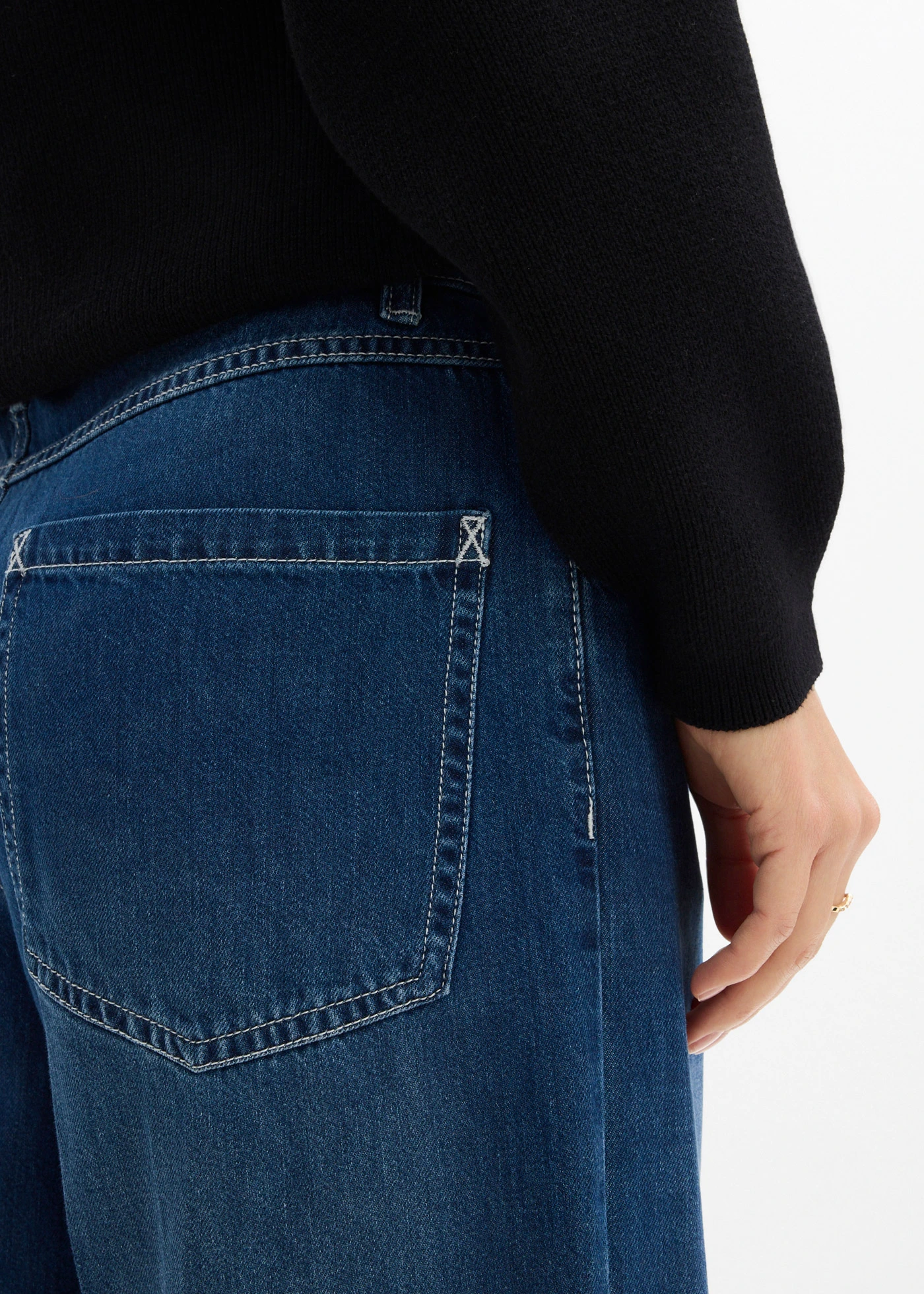 Blugi wide leg Mid Waist • albastru denim uzat • magazin bonprix