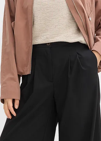 Pantaloni cu pense și talie comodă • negru • magazin bonprix