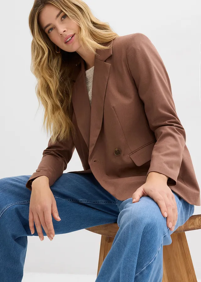 Blazer in een viscosemix • kastanjebruin • product-page.page-title-suffix