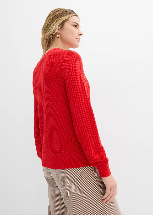 Pull en grosse maille avec patte de boutonnage • fraise • product-page.page-title-suffix