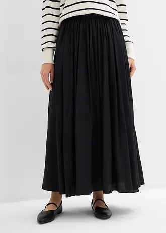 Fustă maxi din mix fluid cu viscoză • negru • magazin bonprix