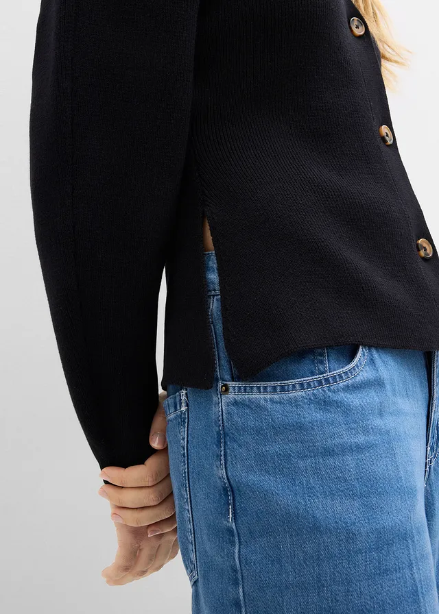 Gebreid vest in een katoenmix • zwart • product-page.page-title-suffix