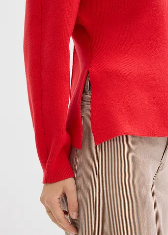 Gebreid vest in een katoenmix • aardbeirood • bonprix online shop