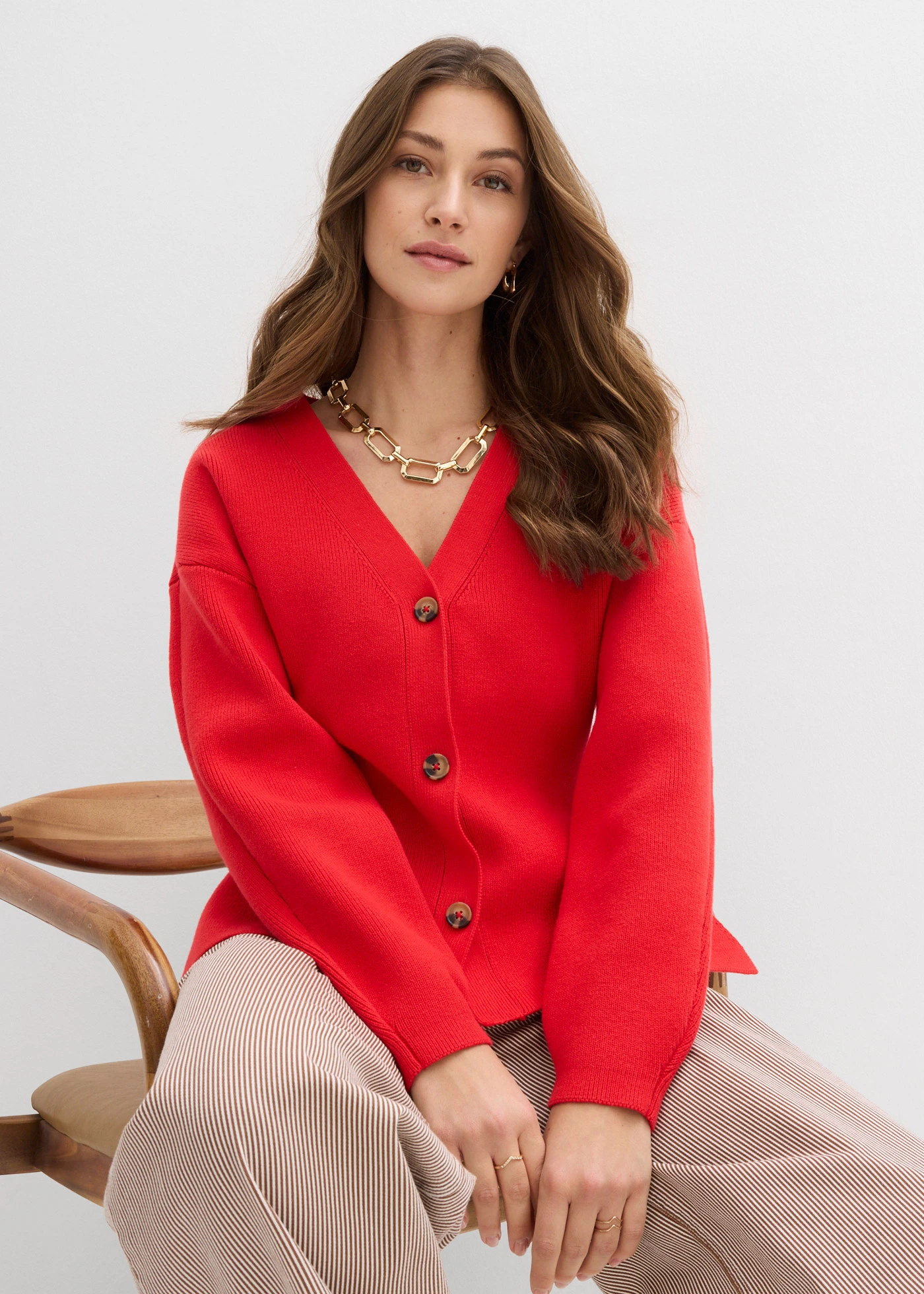 Gilet en fine maille • fraise • Boutique bonprix