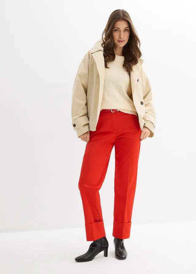 Chino met katoen, Kleur: aardbeirood